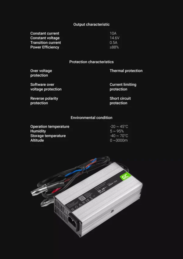 Green Cell polnilec in usmernik za baterije LiFePO4 14,6V 10A - Image 7