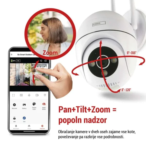 GoSmart Zunanja vrtljiva kamera IP-800 WASP, z WiFi, bela - Image 8