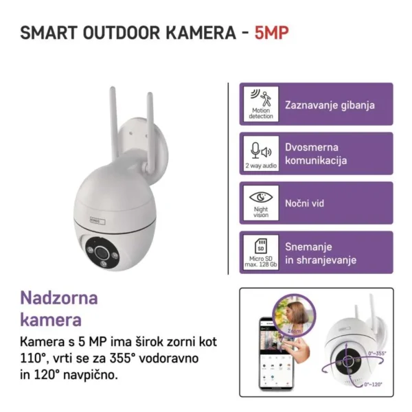 GoSmart Zunanja vrtljiva kamera IP-800 WASP, z WiFi, bela - Image 14